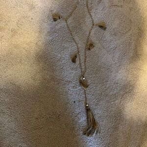 Beaded long multi- tassel necklace